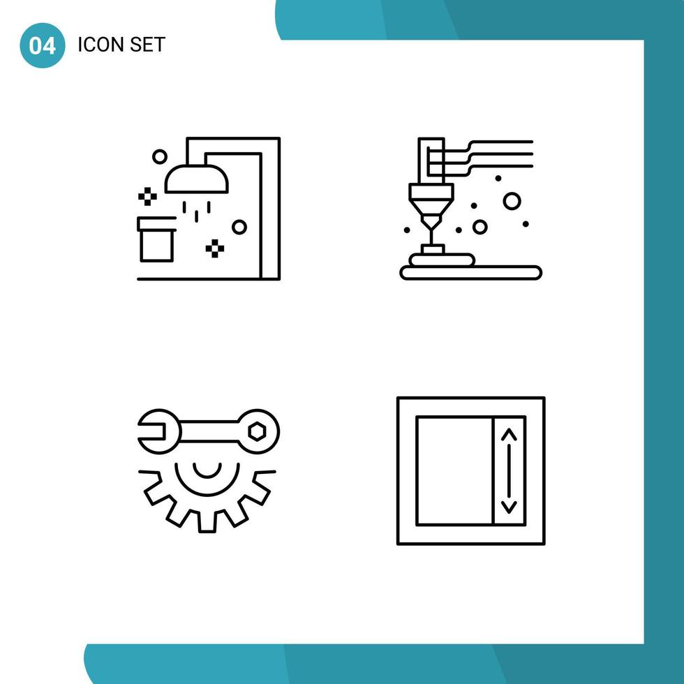 pack d'icônes vectorielles stock de 4 signes et symboles de ligne pour les outils de garage de bain sport plastique réparation éléments de conception vectoriels modifiables vecteur