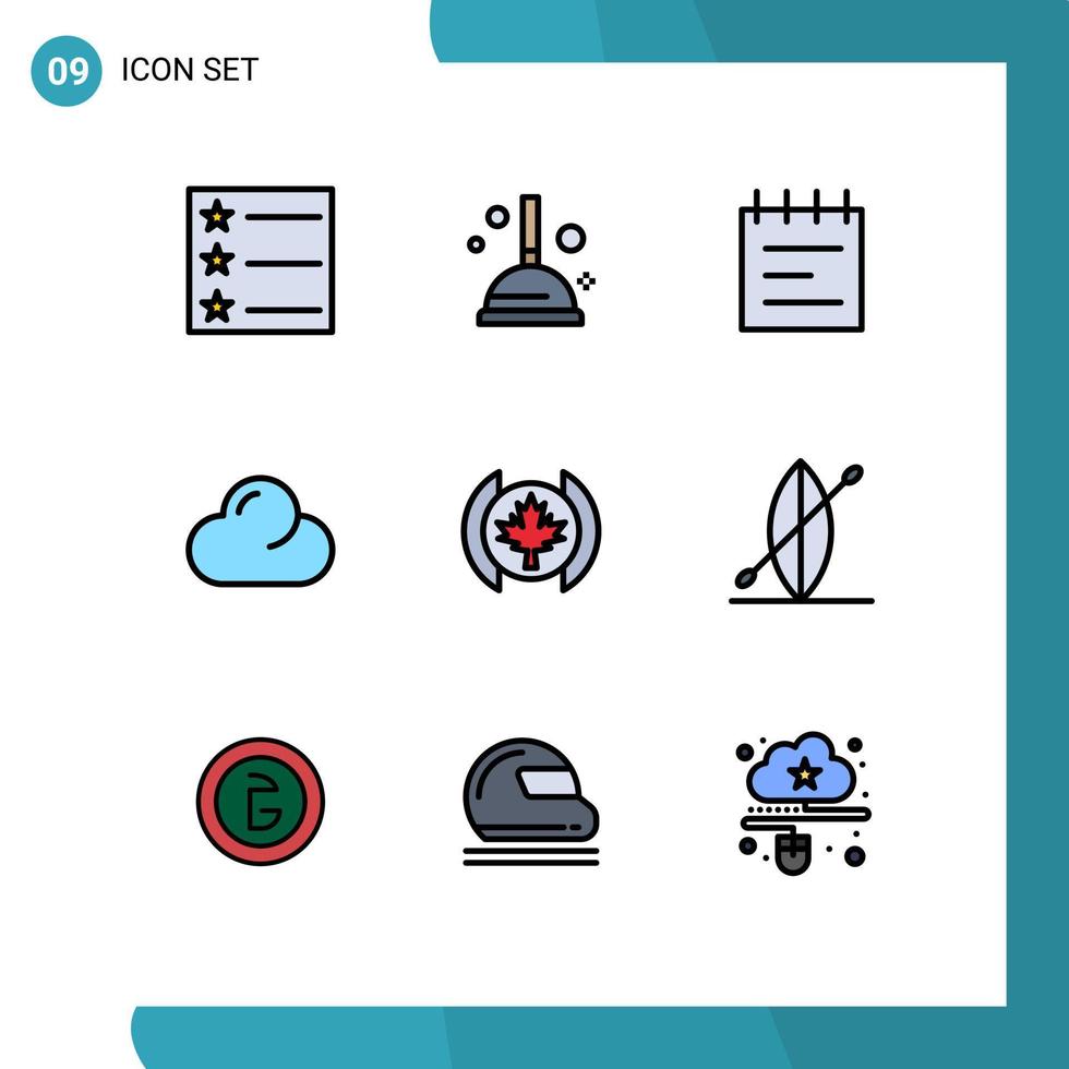 pack d'icônes vectorielles stock de 9 signes et symboles de ligne pour le bangladesh bateau nuage plage feuille éléments de conception vectoriels modifiables vecteur