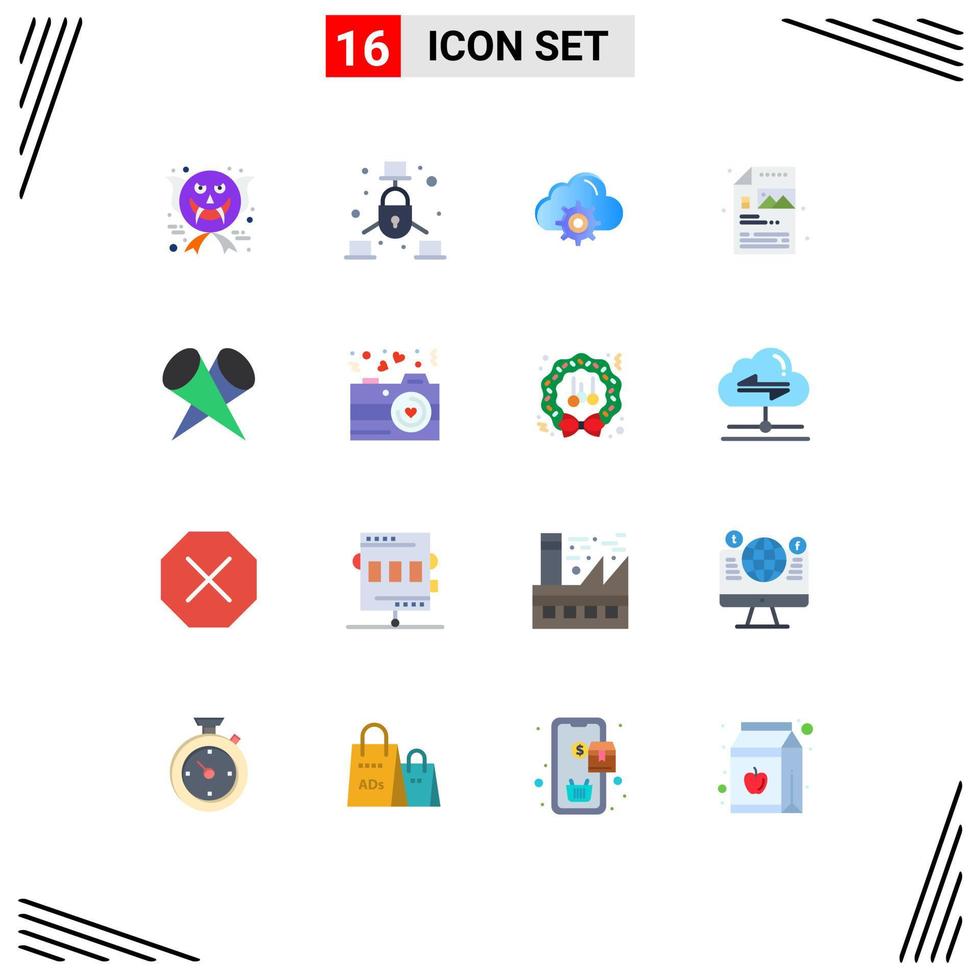 16 icônes créatives signes et symboles modernes de lumières image nuage fichier créatif pack modifiable d'éléments de conception de vecteur créatif
