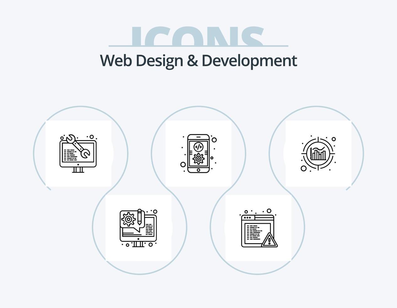 pack d'icônes de ligne de conception et de développement web 5 conception d'icônes. agile. Les données. référencement. analytique. développement web vecteur