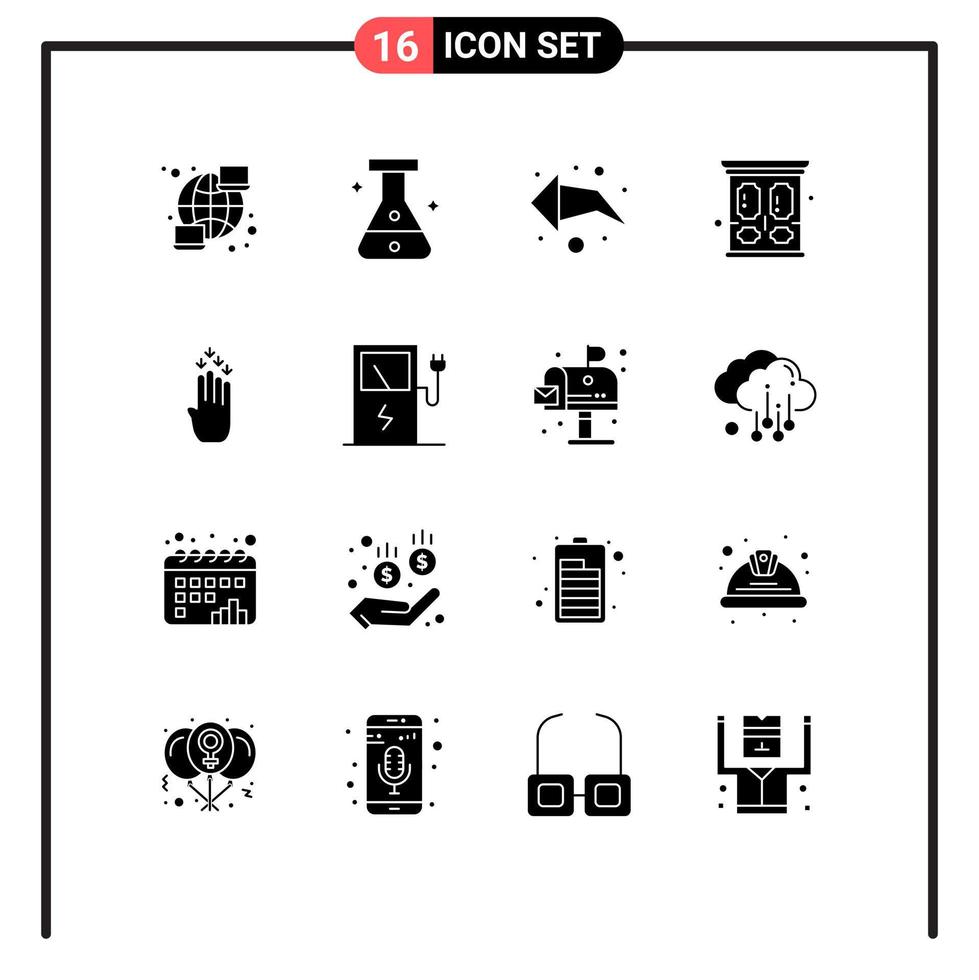 16 icônes créatives signes et symboles modernes d'éléments de conception vectoriels modifiables de garde-robe à quatre doigts gauches vecteur