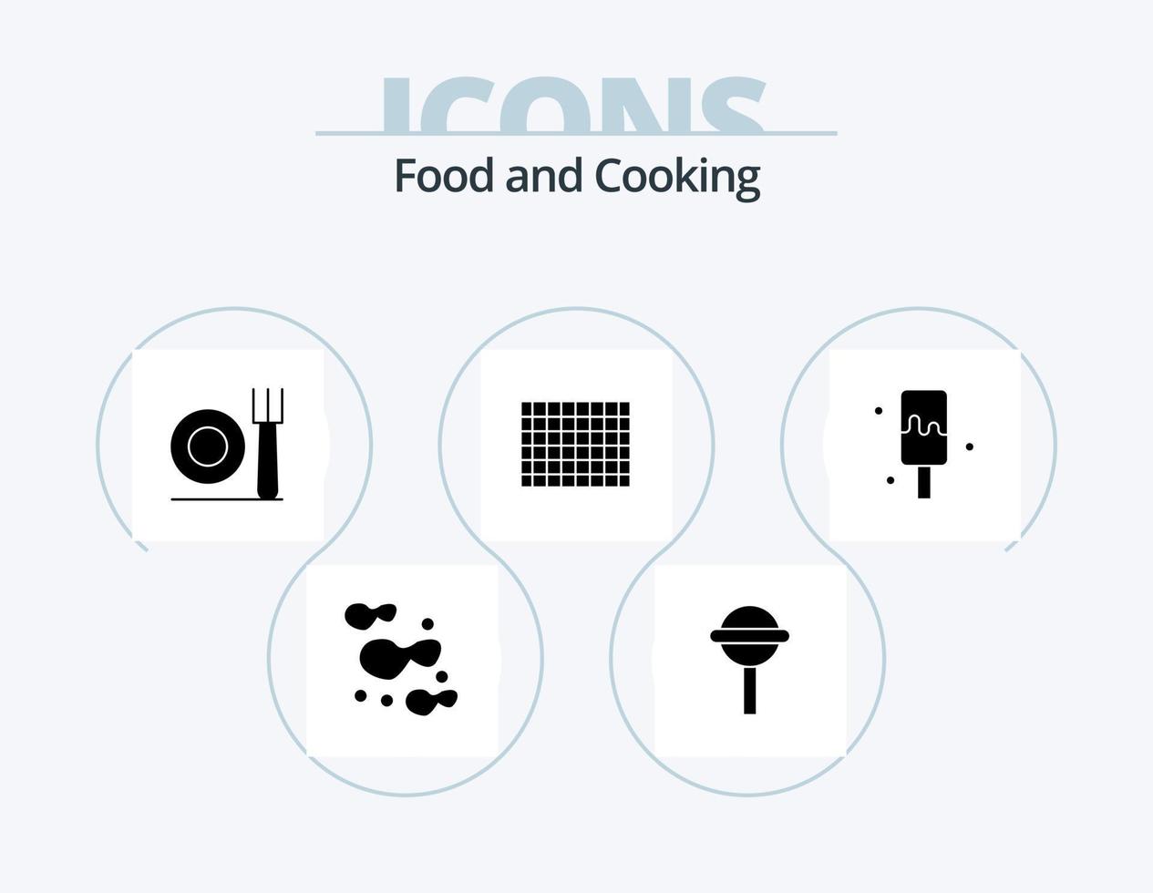 pack d'icônes de glyphe alimentaire 5 conception d'icônes. . . le restaurant. glace. crème vecteur