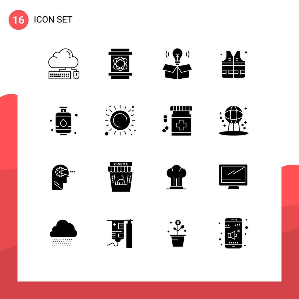 ensemble de 16 glyphes solides universels pour les applications web et mobiles vecteur
