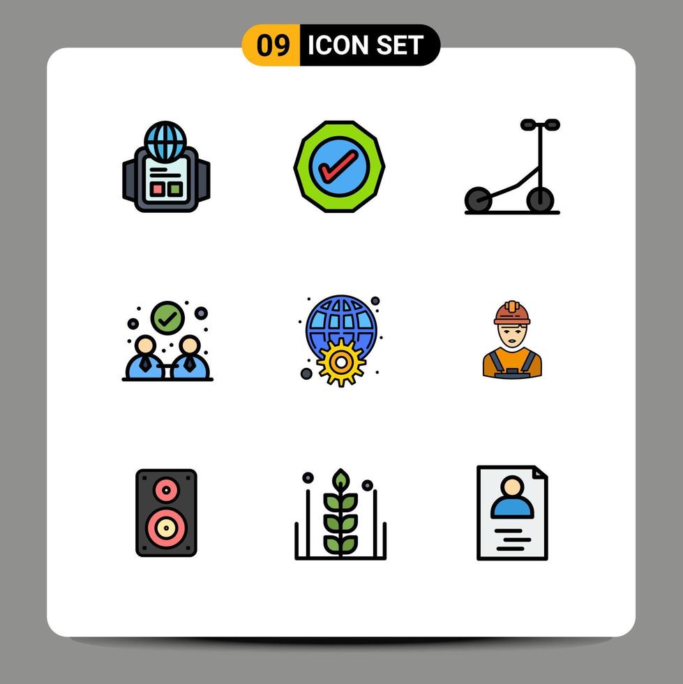 9 icônes créatives signes et symboles modernes du web internet sport globe partenariat éléments de conception vectoriels modifiables vecteur
