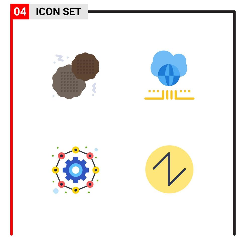 4 pack d'icônes plates d'interface utilisateur de signes et de symboles modernes d'éléments de conception vectoriels modifiables sonores de nuage de monde de biscuits vecteur