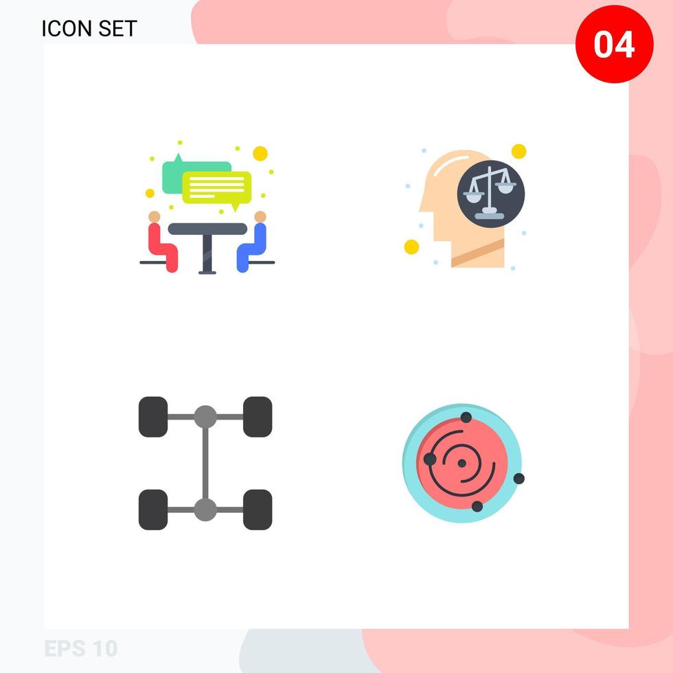 symboles d'icônes universels groupe de 4 icônes plates modernes de véhicules d'entretien équilibre éléments de conception vectoriels modifiables de l'univers humain vecteur