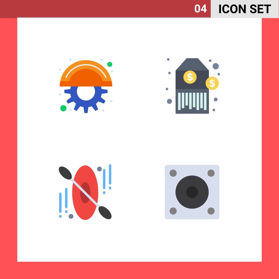 ensemble de 4 symboles d'icônes d'interface utilisateur modernes signes pour les lames gadgets d'étiquette d'engrenage de voyage éléments de conception vectoriels modifiables vecteur