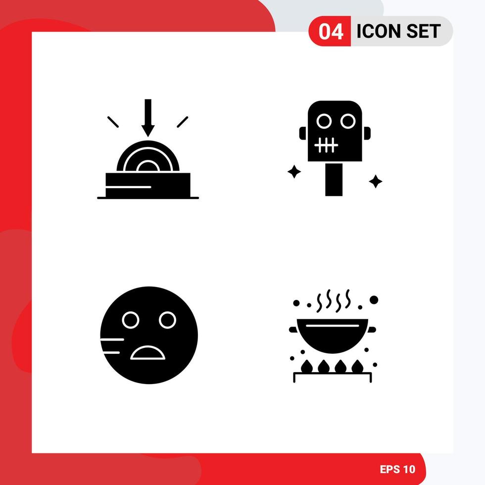 4 icônes créatives signes et symboles modernes de la technologie de l'école de commerce robot cuisine éléments de conception vectoriels modifiables vecteur