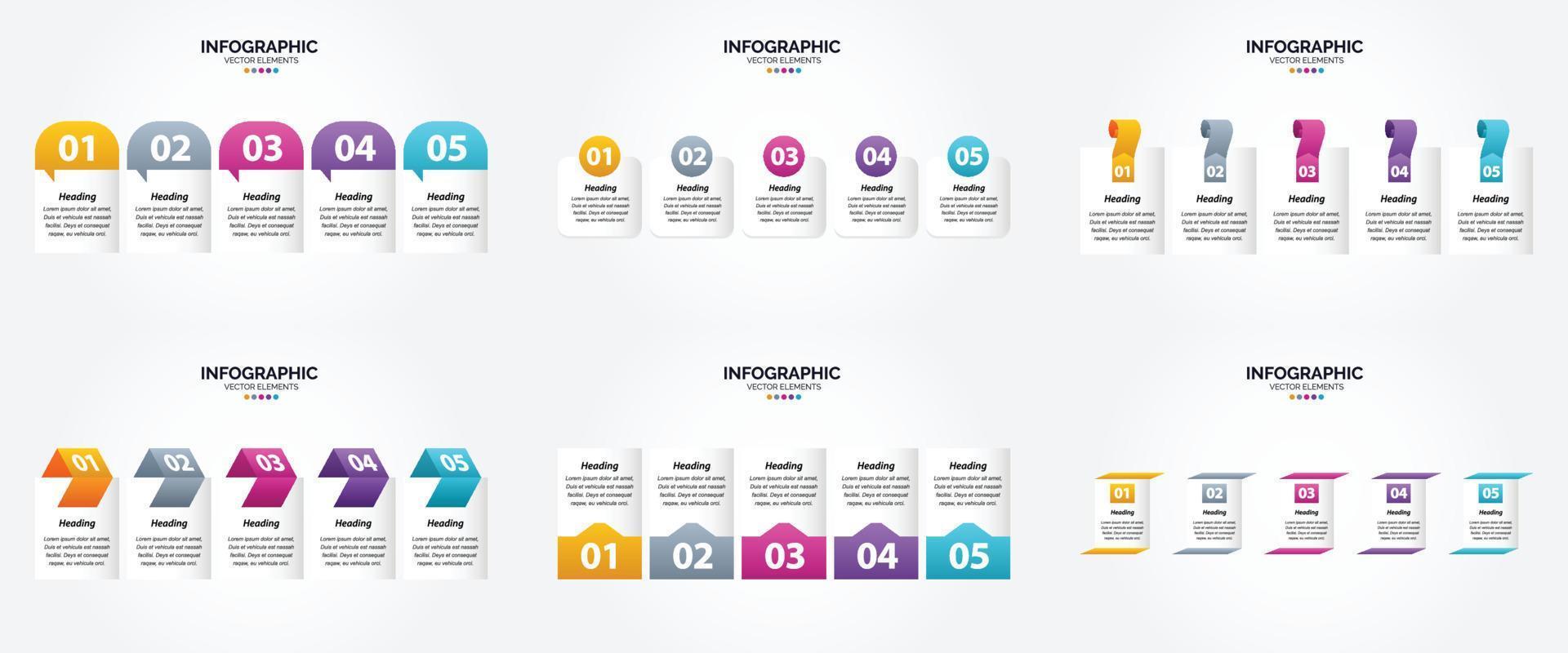 ensemble de conception plate d'infographie d'illustration vectorielle pour la brochure publicitaire et le magazine vecteur