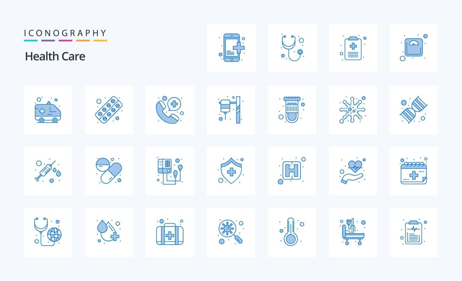 pack d'icônes bleues de 25 soins de santé vecteur