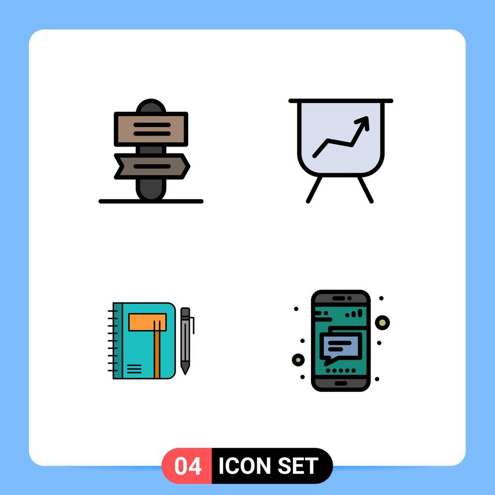 symboles d'icônes universels groupe de 4 couleurs plates de ligne de remplissage modernes d'esquisse d'entreprise de carte de vacances éléments de conception vectoriels modifiables vecteur