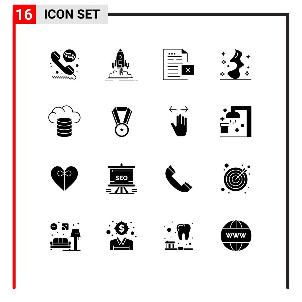 groupe de 16 signes et symboles de glyphes solides pour la sauvegarde des éléments de conception vectoriels modifiables du bureau de fumée vecteur
