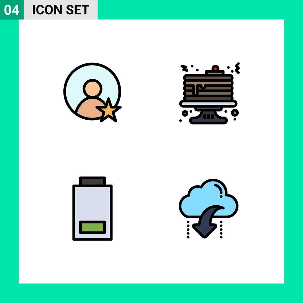 pack d'icônes vectorielles stock de 4 signes et symboles de ligne pour la note faible petit déjeuner pancake télécharger des éléments de conception vectoriels modifiables vecteur