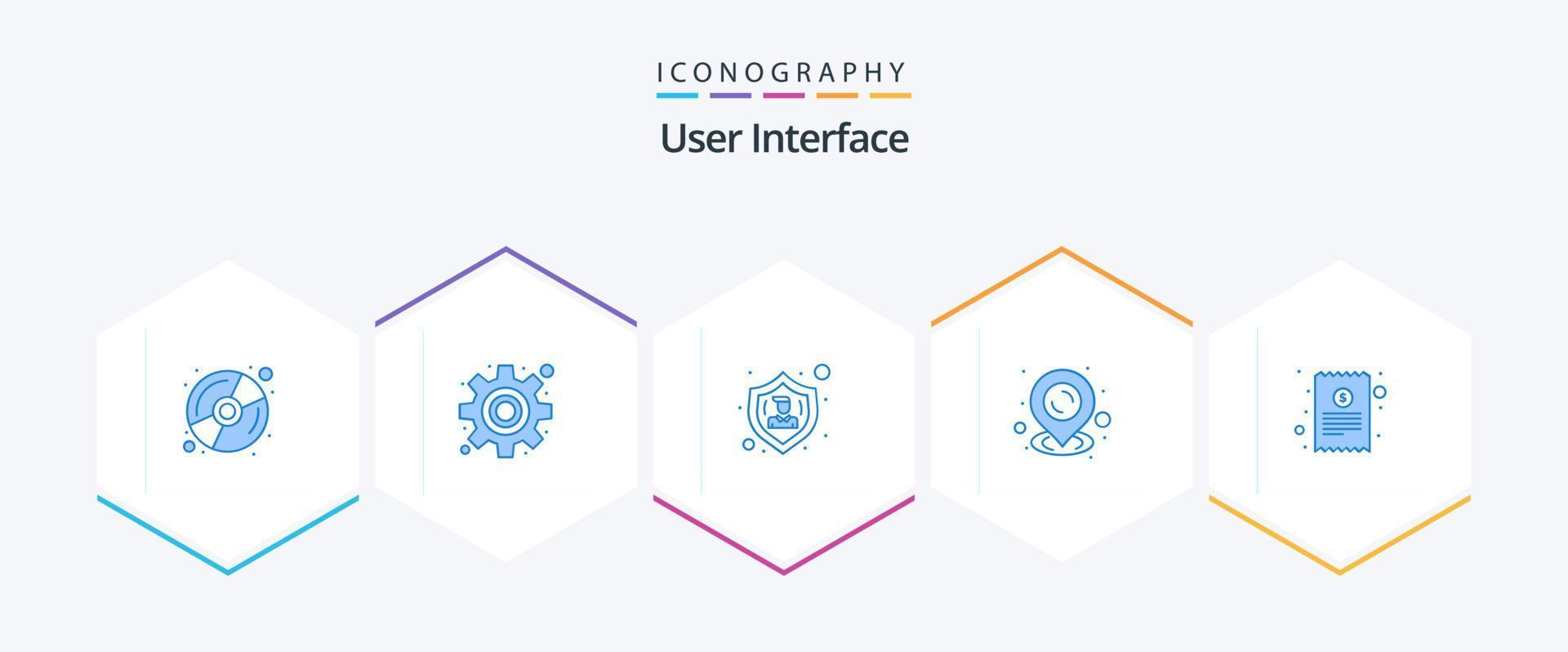interface utilisateur 25 pack d'icônes bleues comprenant. reçu. protéger. ticket de caisse. rationaliser vecteur