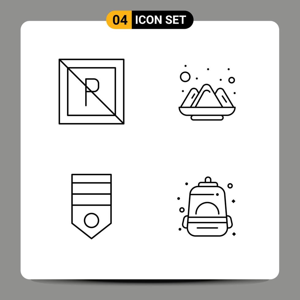 pack d'interface utilisateur de 4 couleurs plates de base remplies de pas de badge pas d'éléments de conception vectoriels modifiables de rang indien vecteur