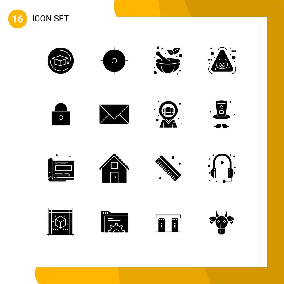 groupe de 16 glyphes solides modernes définis pour la communication serrure pilon élément twitter éléments de conception vectoriels modifiables vecteur
