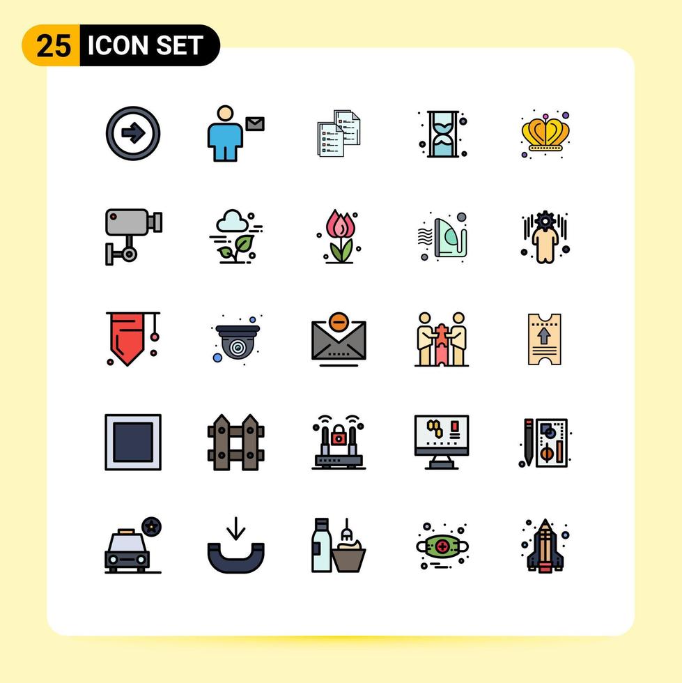pack d'icônes vectorielles stock de 25 signes et symboles de ligne pour l'heure reprendre les données papier humaines éléments de conception vectoriels modifiables vecteur