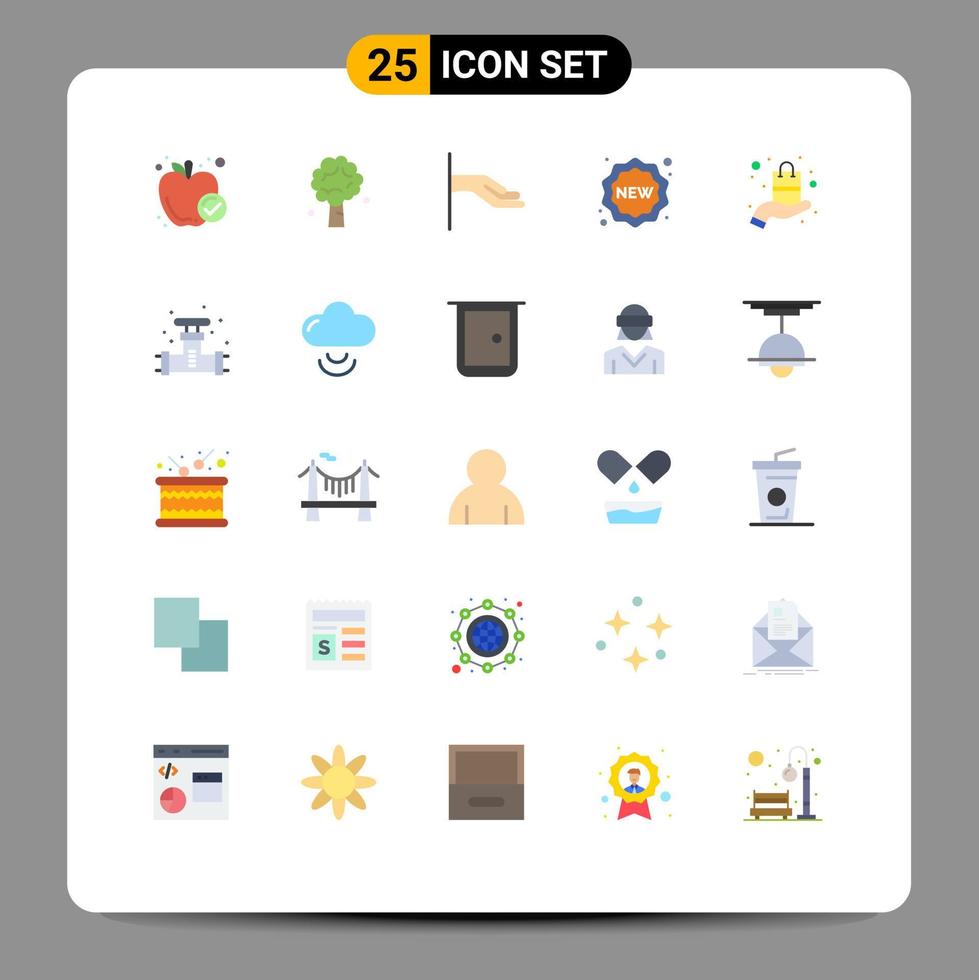 pictogramme ensemble de 25 couleurs plates simples de présentation shopping printemps nouveau badge éléments de conception vectoriels modifiables vecteur