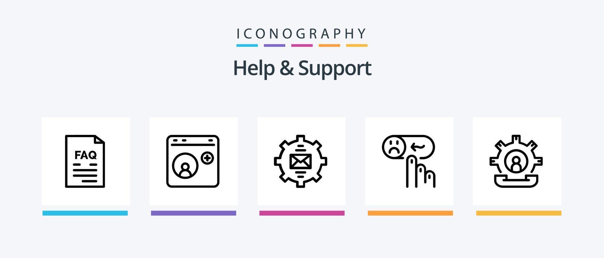 pack d'icônes d'aide et de support ligne 5, y compris le courrier électronique. la communication. aider. Support. dossier. conception d'icônes créatives vecteur