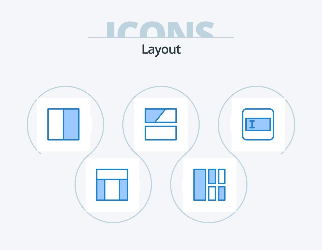 pack d'icônes bleues de mise en page 5 conception d'icônes. disposition. disposition. la grille. image. édition vecteur