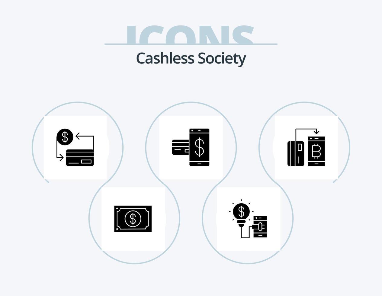 pack d'icônes de glyphe de société sans numéraire 5 conception d'icônes. crédit. carte. La technologie. société. sans numéraire vecteur