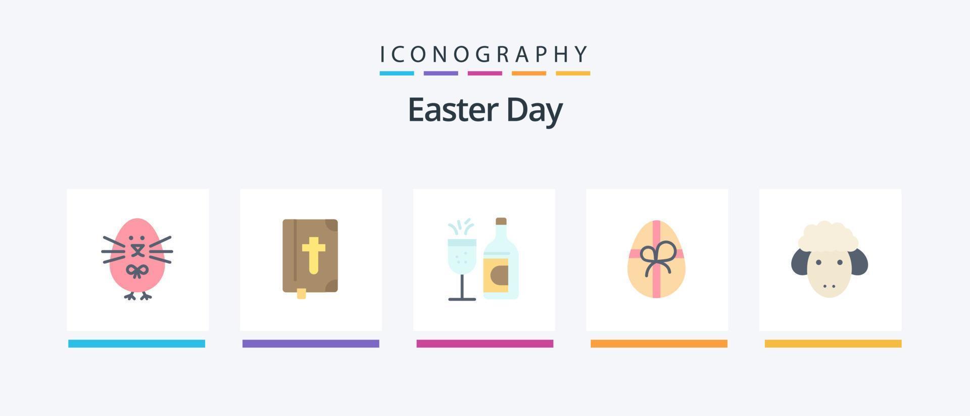 pack d'icônes plat 5 de pâques comprenant des moutons. Pâques. un verre. Pâques. cadeau. conception d'icônes créatives vecteur