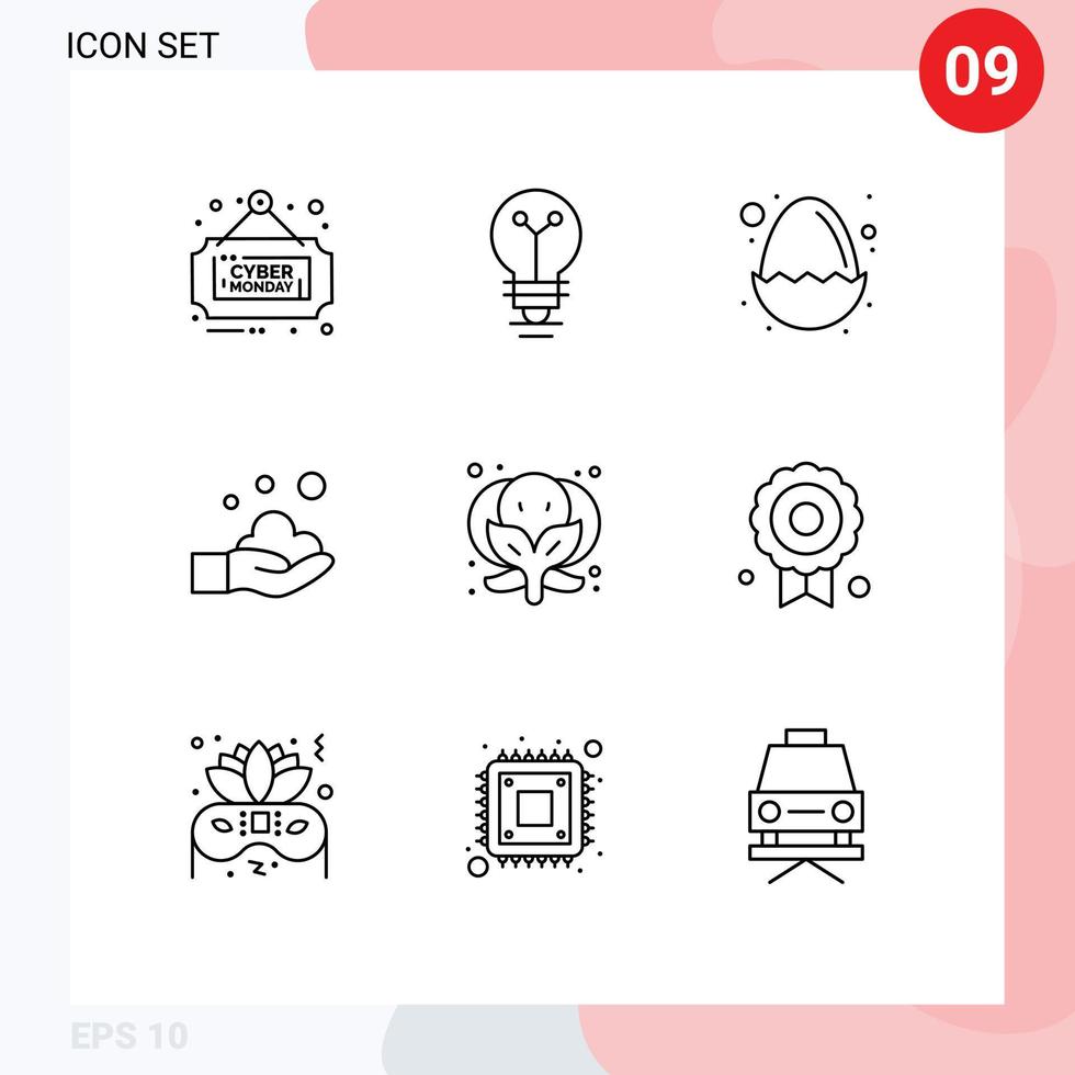 symboles d'icônes universels groupe de 9 contours modernes d'éléments de conception vectoriels modifiables de nettoyage de savon pour bébé vecteur