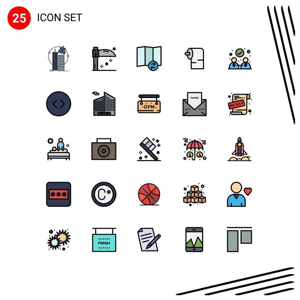 ensemble de 25 symboles d'icônes d'interface utilisateur modernes signes pour les flèches collaboration carte accord papier éléments de conception vectoriels modifiables vecteur