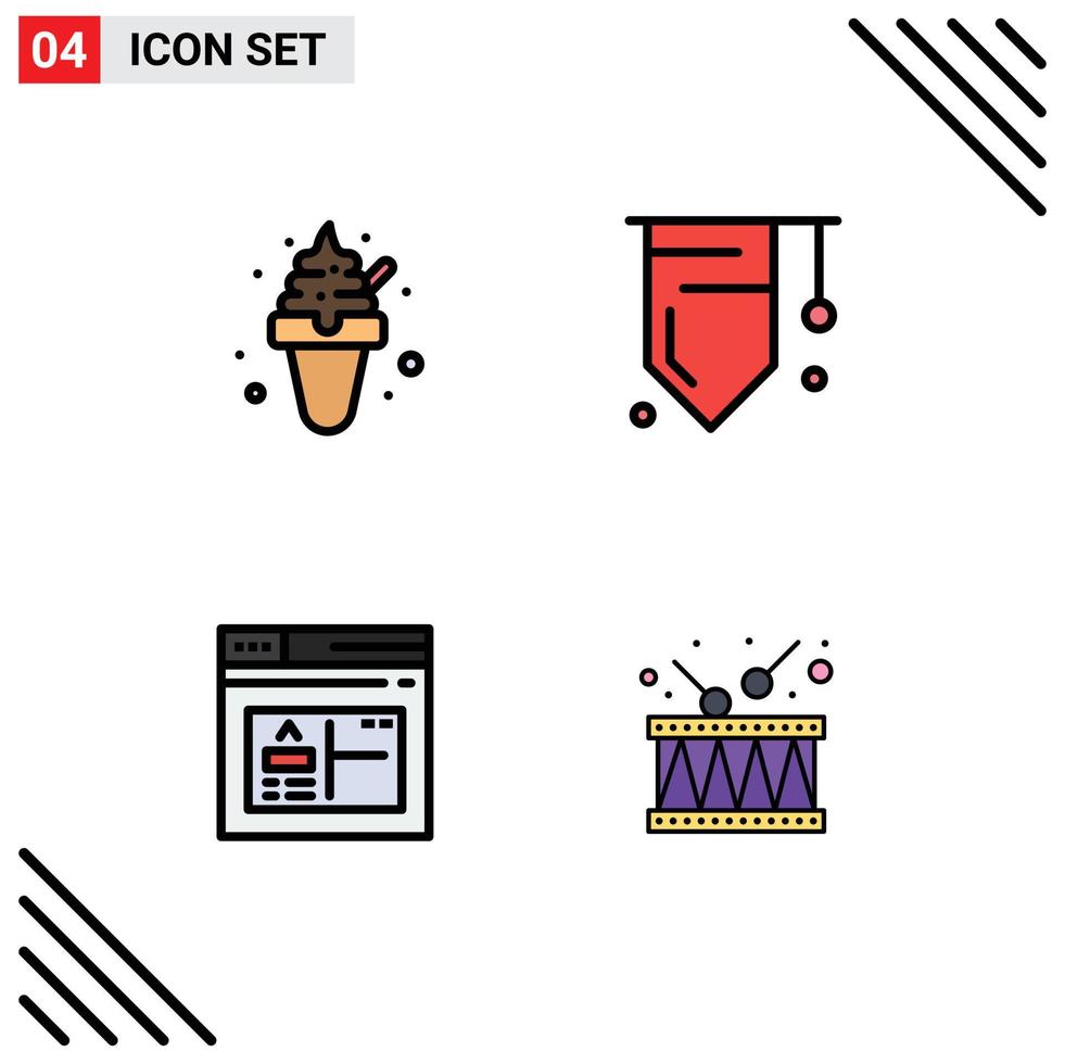 pack d'icônes vectorielles stock de 4 signes et symboles de ligne pour les bonbons du navigateur de desserts étudient les éléments de conception vectoriels modifiables sur le web vecteur