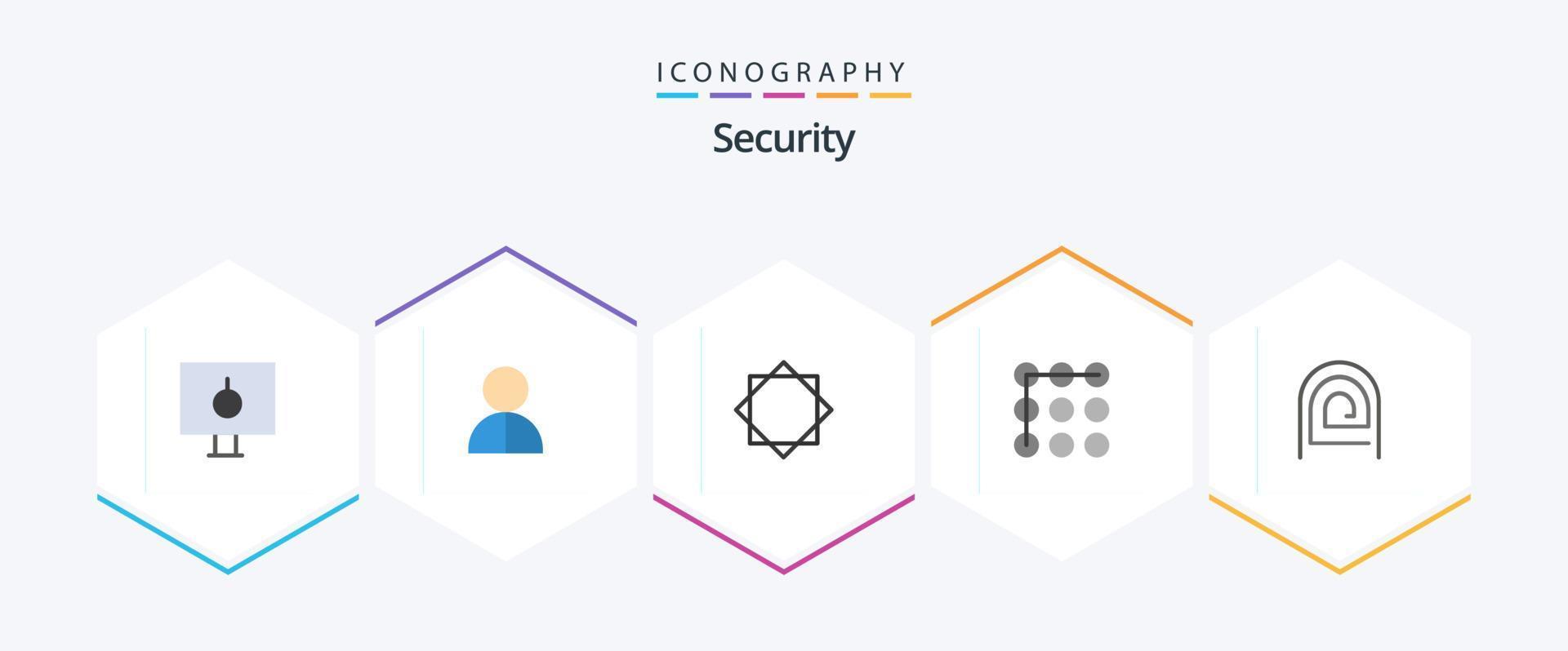 pack d'icônes plates de sécurité 25, y compris le doigt. motif. profil. serrure. virus vecteur