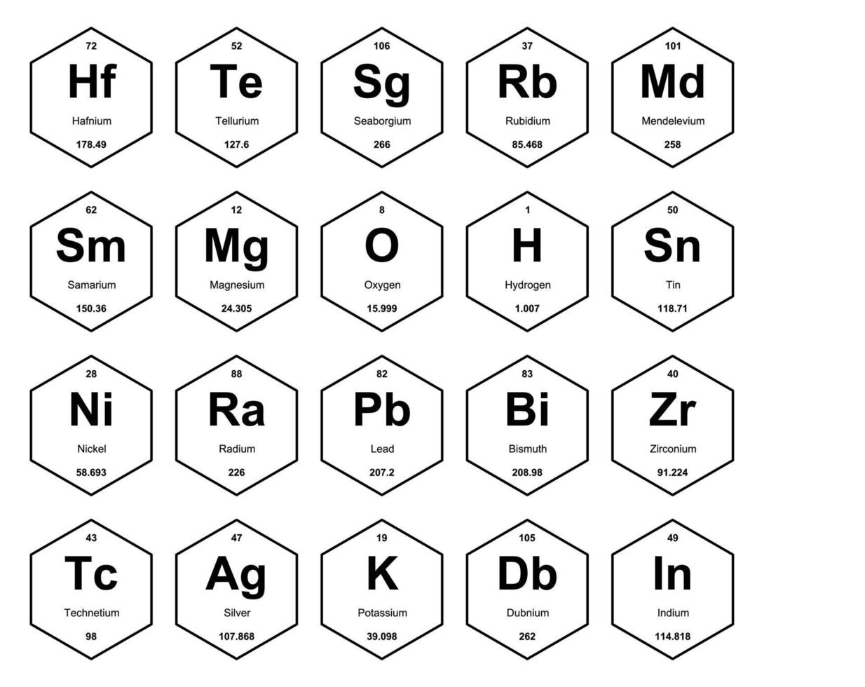 20 tableau préodique de la conception du pack d'icônes d'éléments vecteur