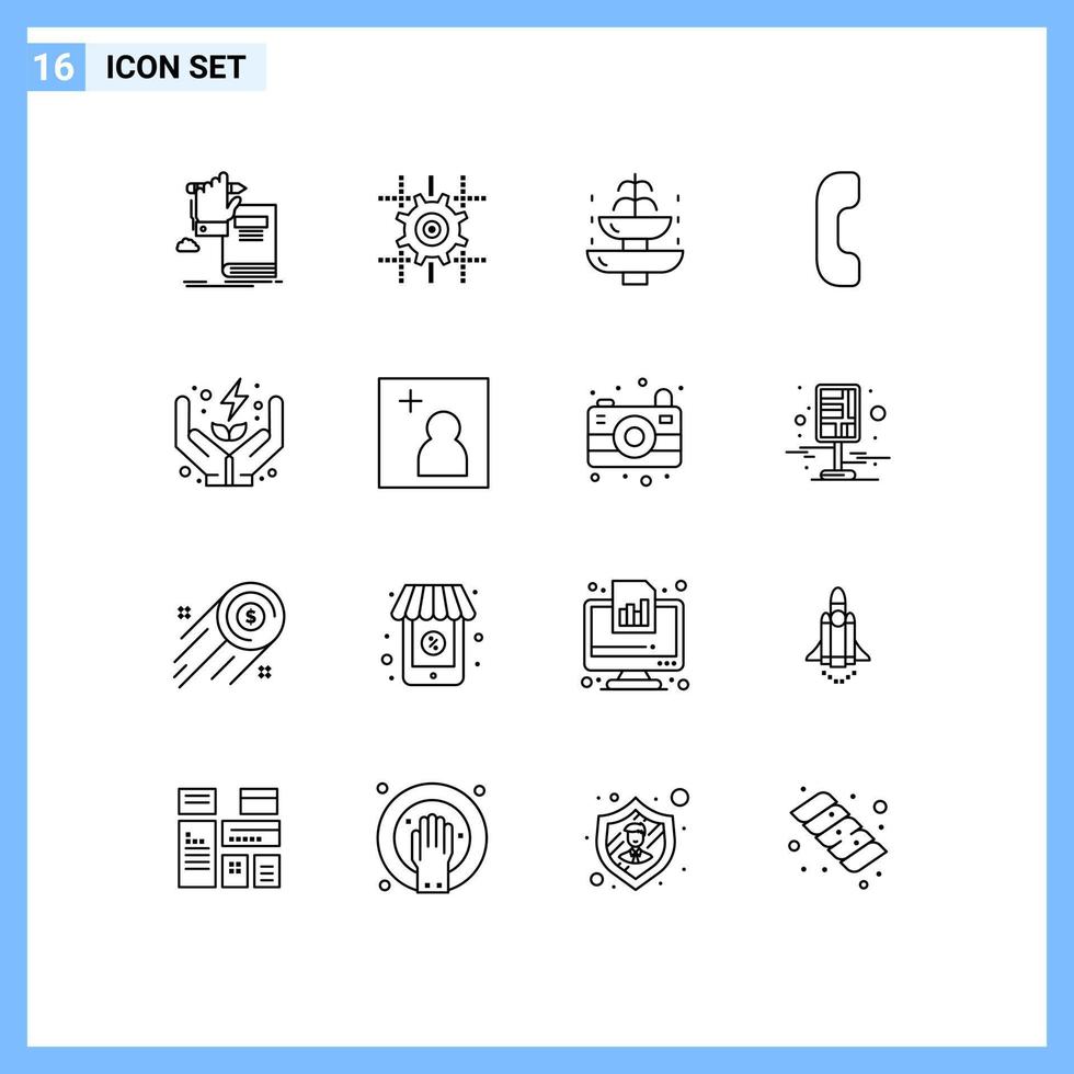 16 icônes créatives signes et symboles modernes de la ligne d'appel électrique réponse tourisme éléments de conception vectoriels modifiables vecteur