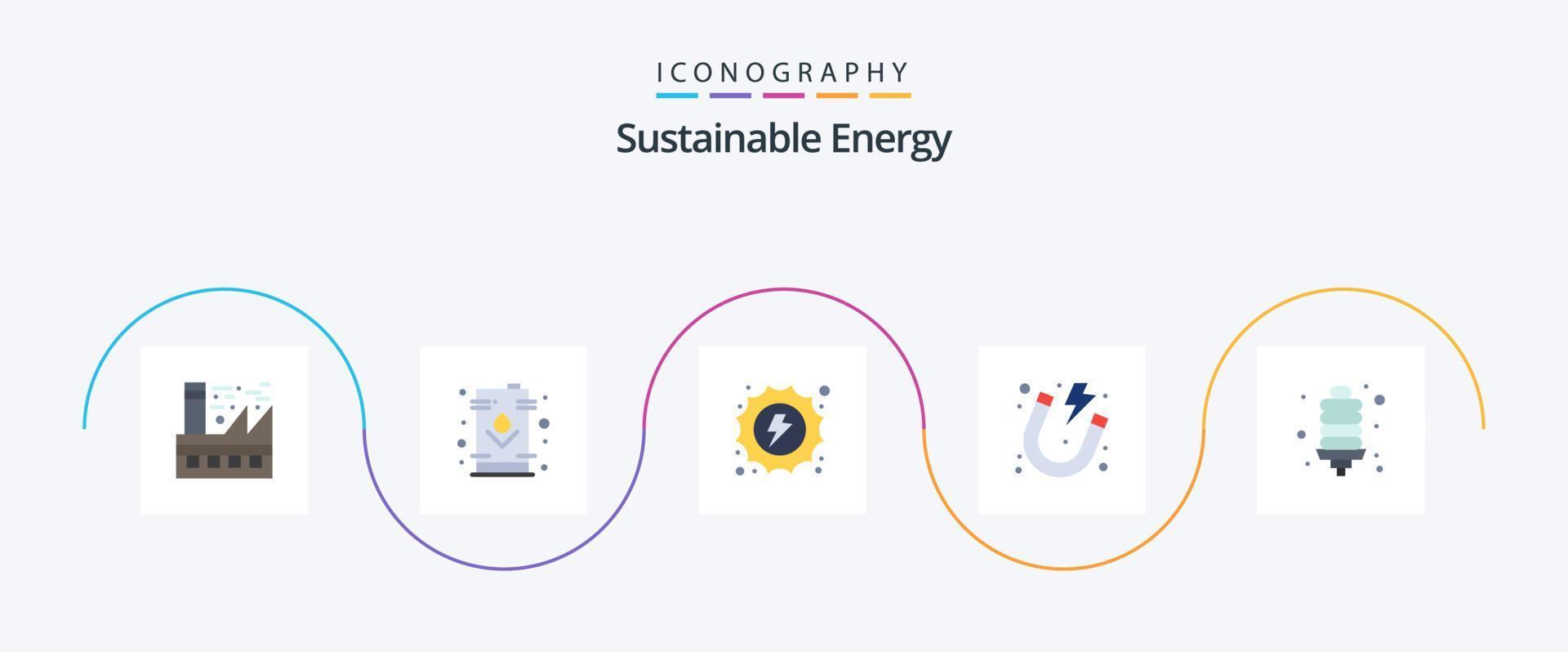 pack d'icônes plat 5 énergie durable comprenant un aimant. énergie. pétrole. électricité. hydraulique vecteur