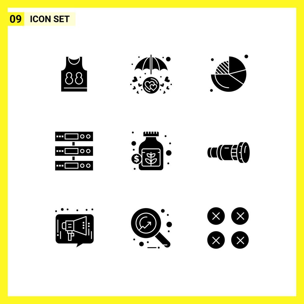pack d'icônes vectorielles stock de 9 signes et symboles de ligne pour les éléments de conception vectoriels modifiables de la tarte aux données de parapluie de stockage de fichiers vecteur