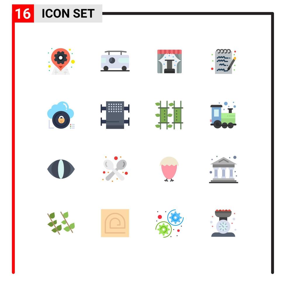 groupe de 16 signes et symboles de couleurs plates pour le bloc-notes de données van note trade pack modifiable d'éléments de conception de vecteur créatif