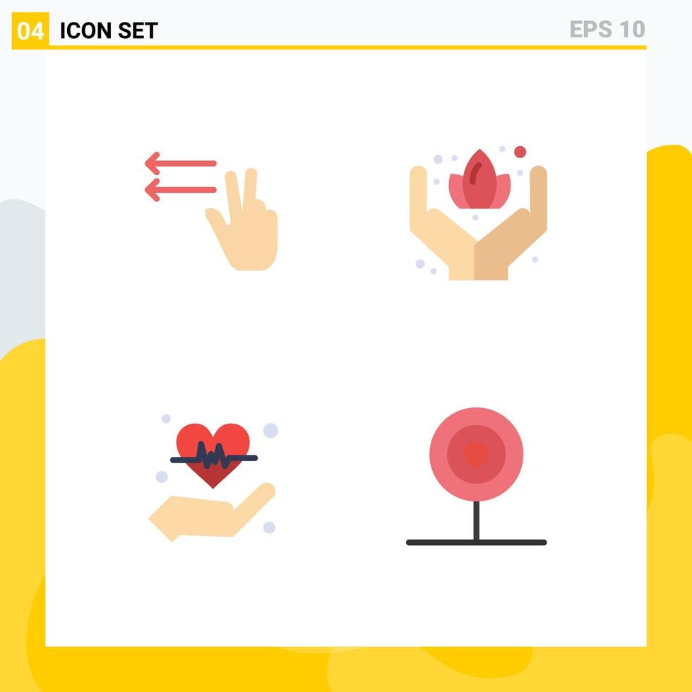symboles d'icônes universelles groupe de 4 icônes plates modernes de doigts coeur main main boisson éléments de conception vectoriels modifiables vecteur