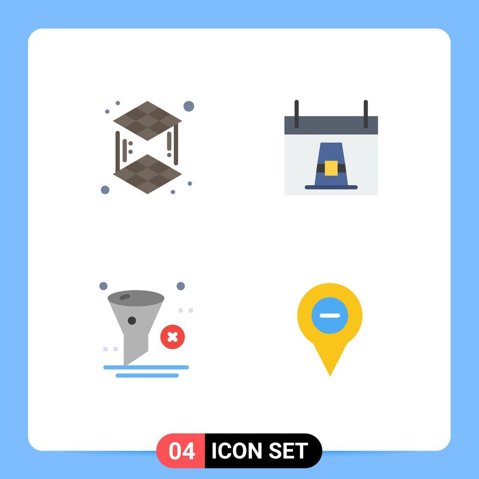 interface utilisateur pack de 4 icônes plates de base du calendrier de développement de cube vacances supprimer les éléments de conception vectoriels modifiables vecteur