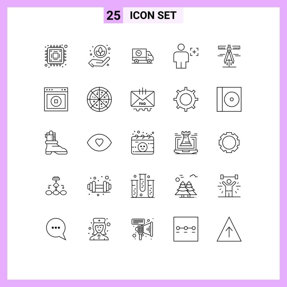 25 icônes créatives signes et symboles modernes de la reconnaissance de la géométrie expédition des éléments de conception vectoriels modifiables du corps de l'image vecteur