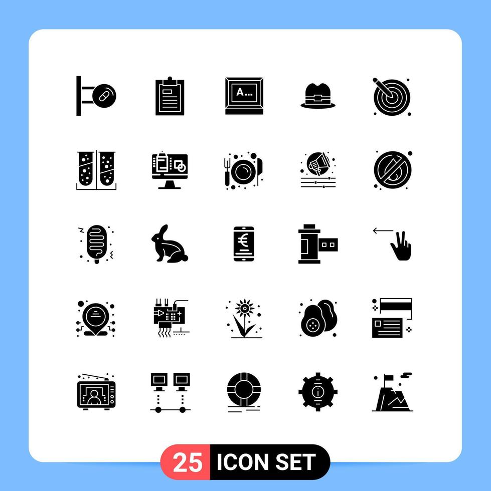 pack de 25 signes et symboles de glyphes solides modernes pour les supports d'impression Web tels que l'homme artistique moniteur de tourisme papier éléments de conception vectoriels modifiables vecteur