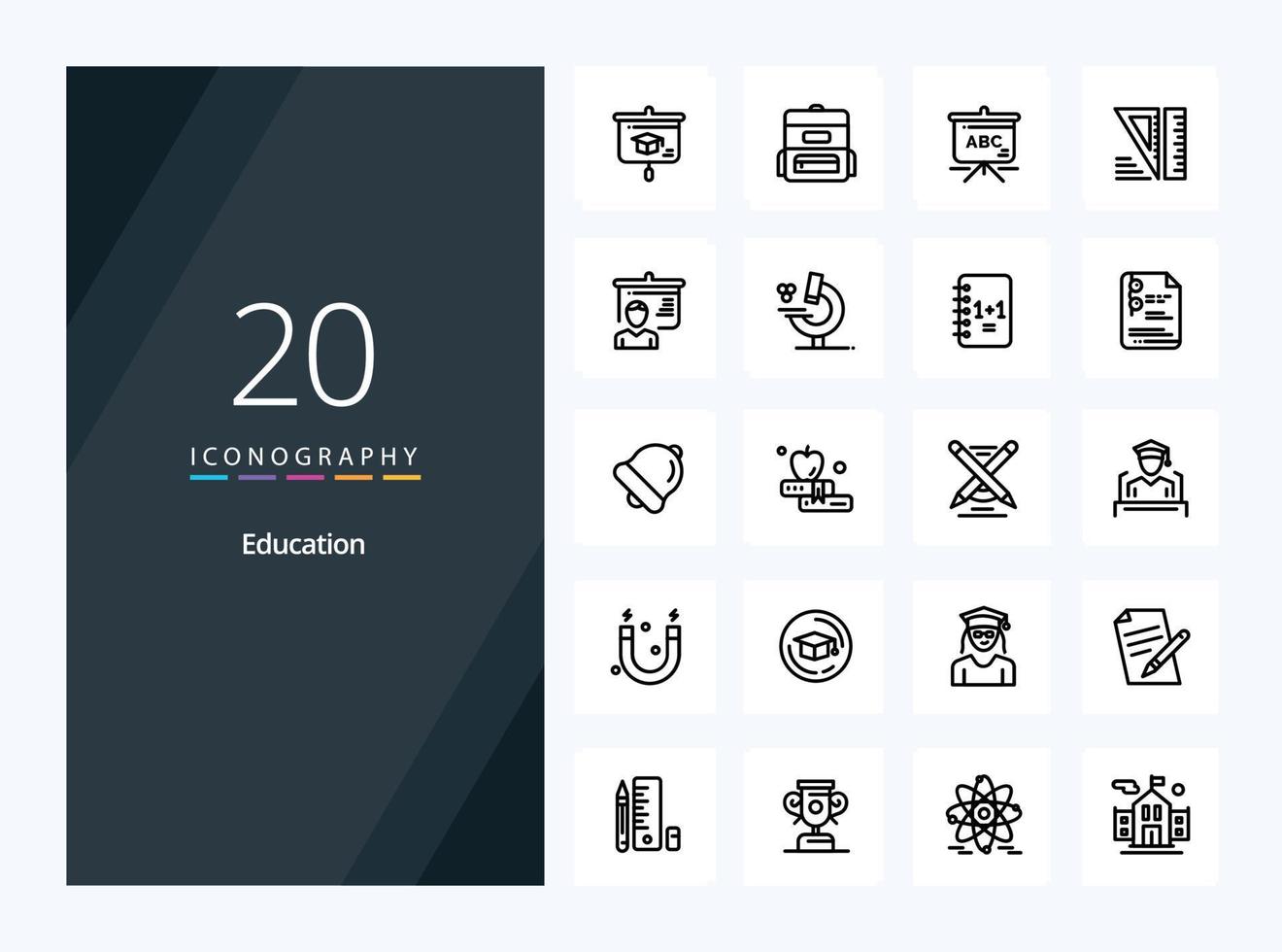 20 icône de contour de l'éducation pour la présentation vecteur