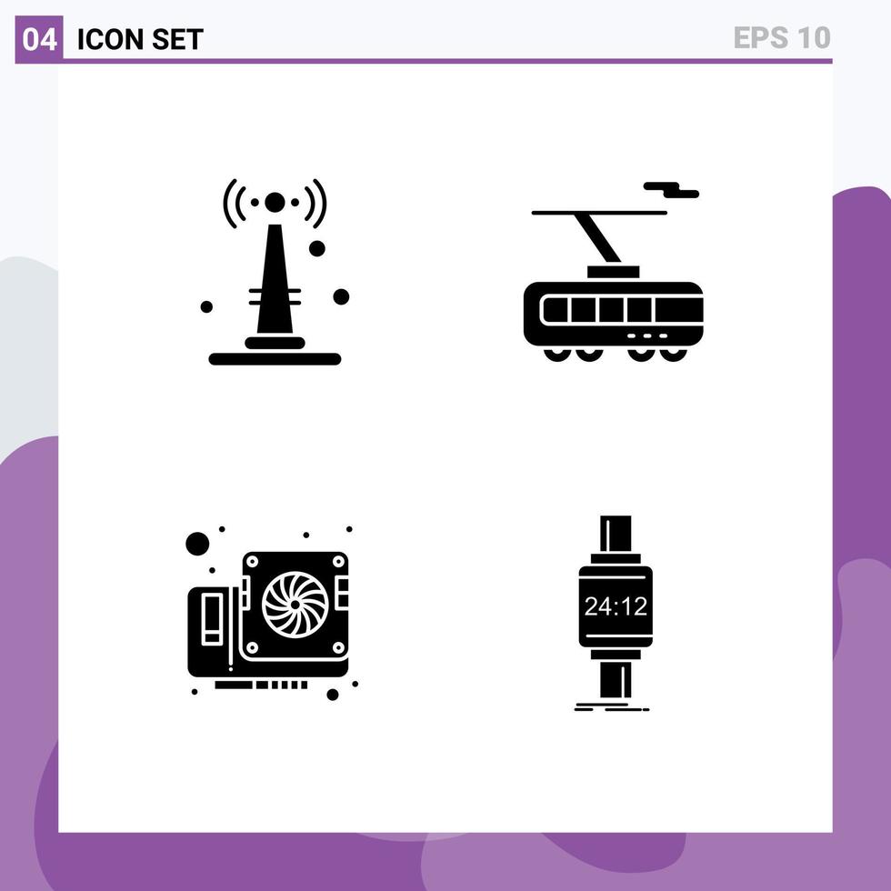 pack de glyphes solides de symboles universels d'objets informatiques internet train éléments de conception vectoriels éditables vidéo vecteur