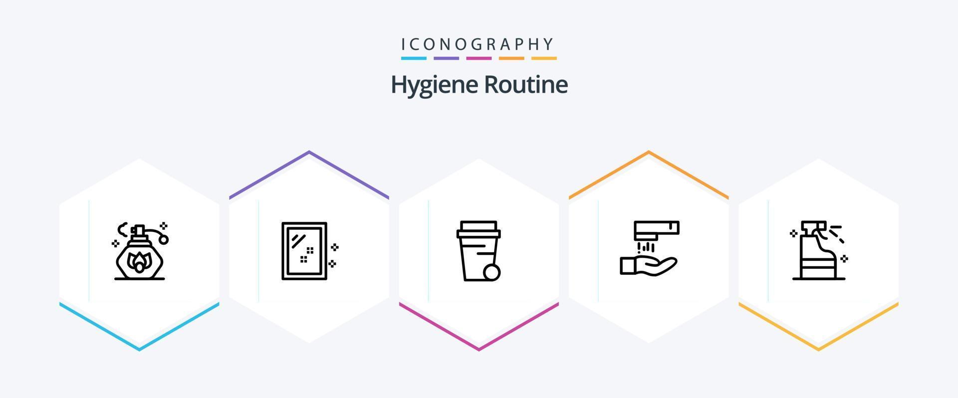 Pack d'icônes de 25 lignes de routine d'hygiène, y compris. détergent. le potage. nettoyage. nettoyage vecteur