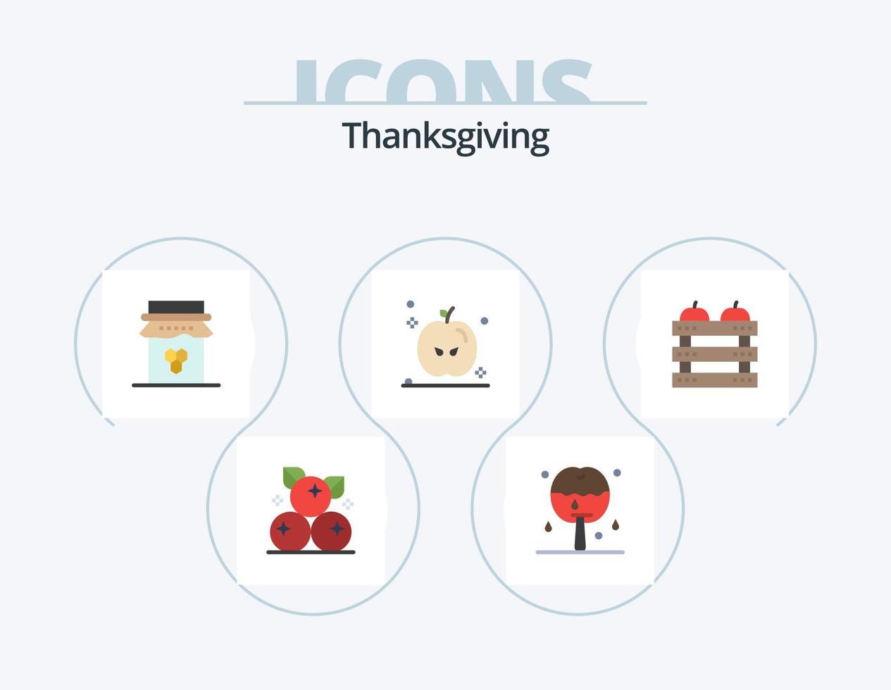 pack d'icônes plates de thanksgiving 5 conception d'icônes. Caisse. dinde. déjeuner. action de grâces. action de grâces vecteur