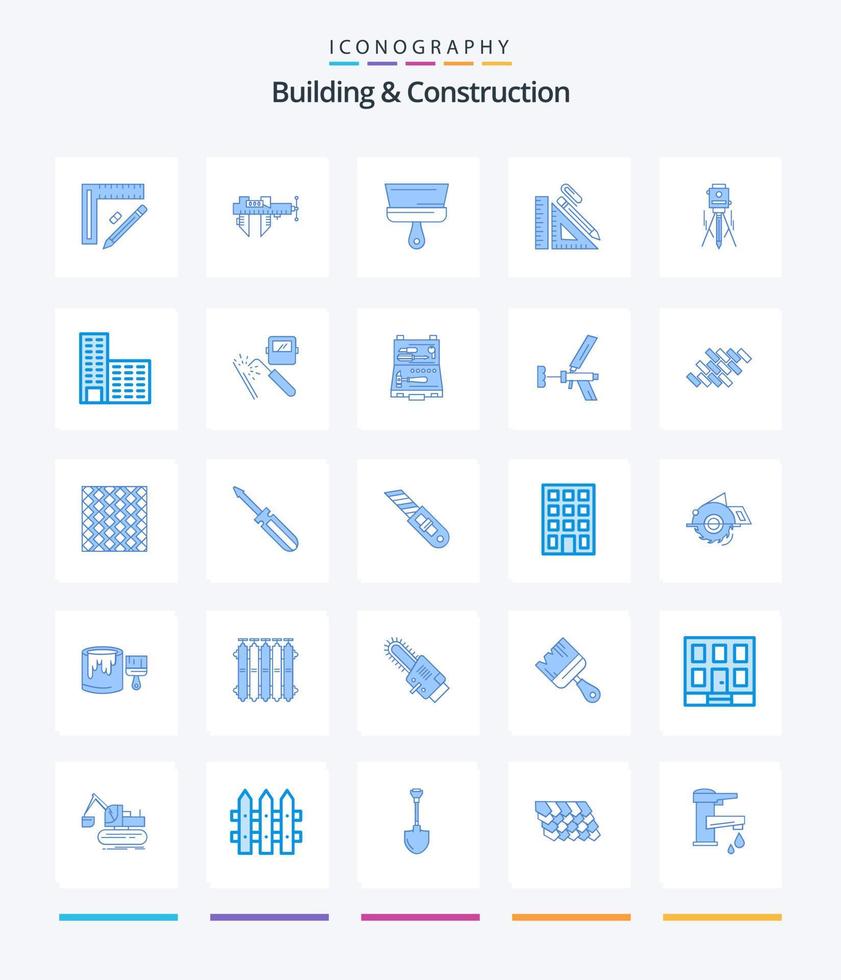 construction créative et construction 25 pack d'icônes bleues telles que la réparation. construction. réparation. escalader. pinceau vecteur