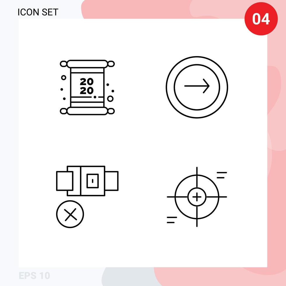 4 icônes créatives signes et symboles modernes de l'interface de facture de la ceinture de carte verrouillent les éléments de conception vectoriels modifiables vecteur