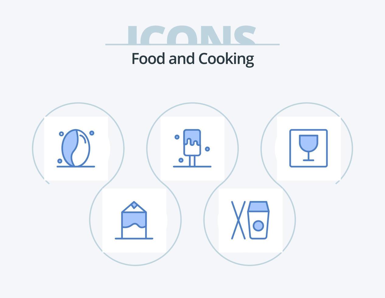 pack d'icônes bleues alimentaires 5 conception d'icônes. . . céréales. photo. éditeur vecteur