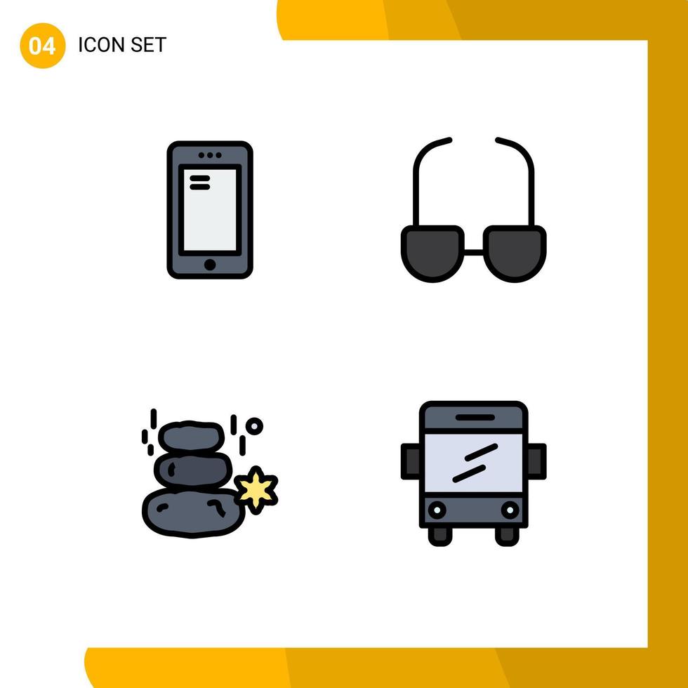 ensemble de 4 symboles d'icônes d'interface utilisateur modernes signes pour téléphone rock huawei lire des éléments de conception vectoriels modifiables carrés vecteur