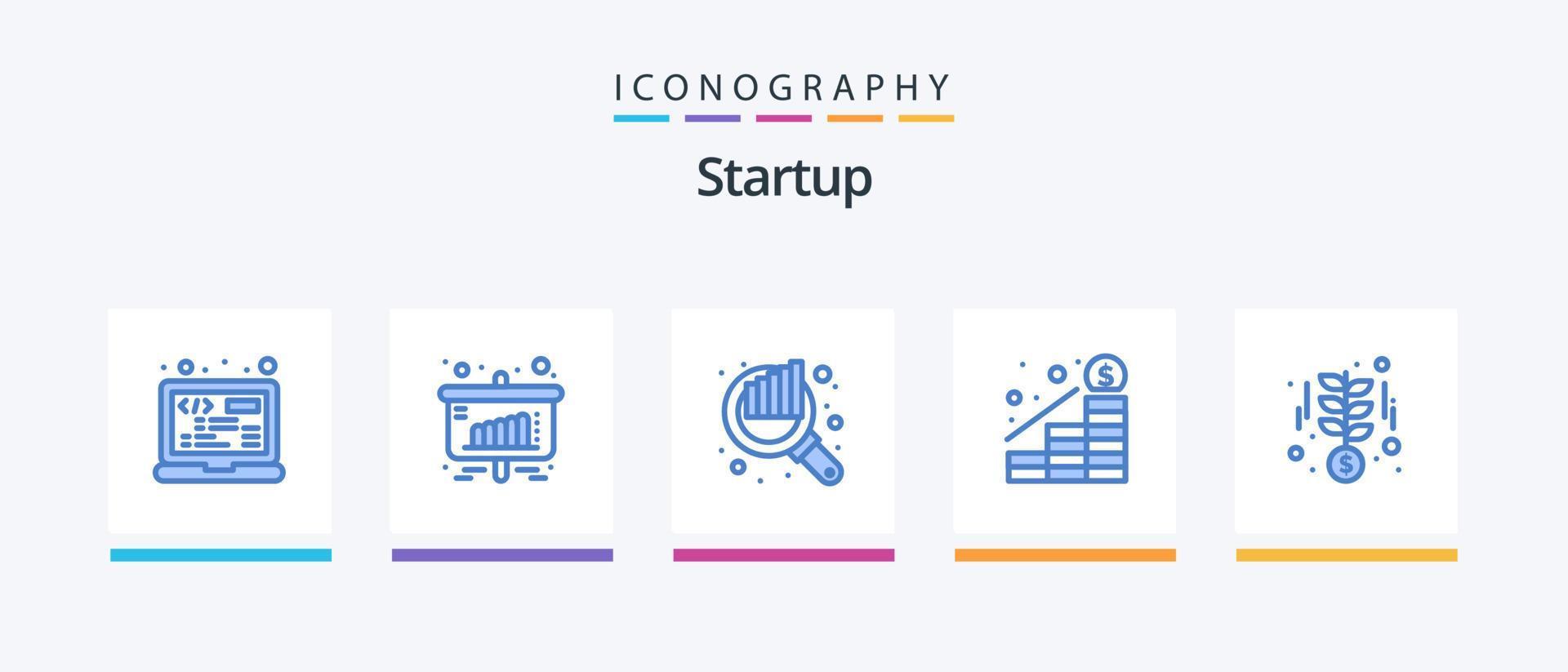 pack d'icônes de démarrage bleu 5, y compris l'investissement. de l'argent. Audit. profit. croissance. conception d'icônes créatives vecteur
