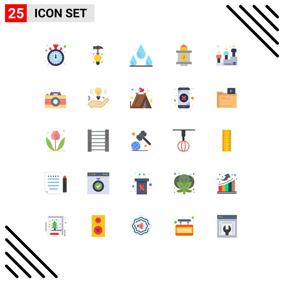 symboles d'icônes universels groupe de 25 couleurs plates modernes de la station de course de podium météo victoire de caméra éléments de conception vectoriels modifiables vecteur