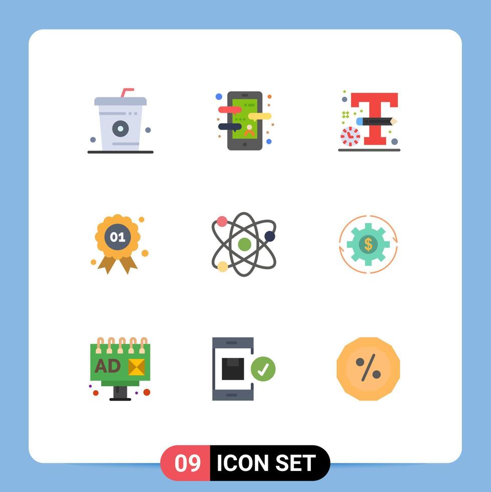 pack de 9 signes et symboles de couleurs plates modernes pour les supports d'impression Web tels que le canada badge language award croquis éléments de conception vectoriels modifiables vecteur